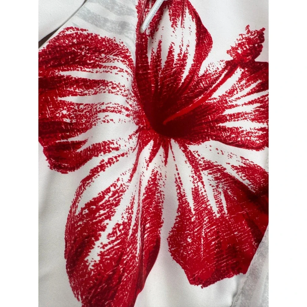 Abercrombie & Fitch Mens XL Board Shorts White Red Floral Cargo Swimwear